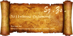 Szilvássy Zsigmond névjegykártya